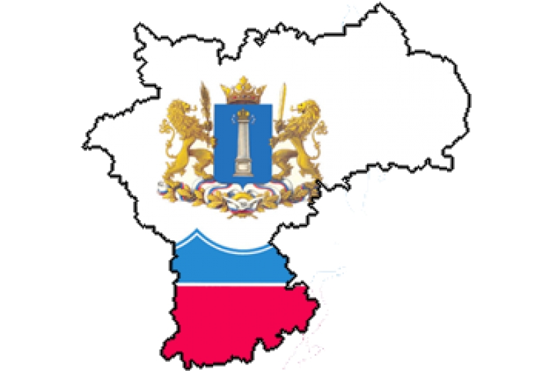 Герб Ульяновской области на фоне границ области